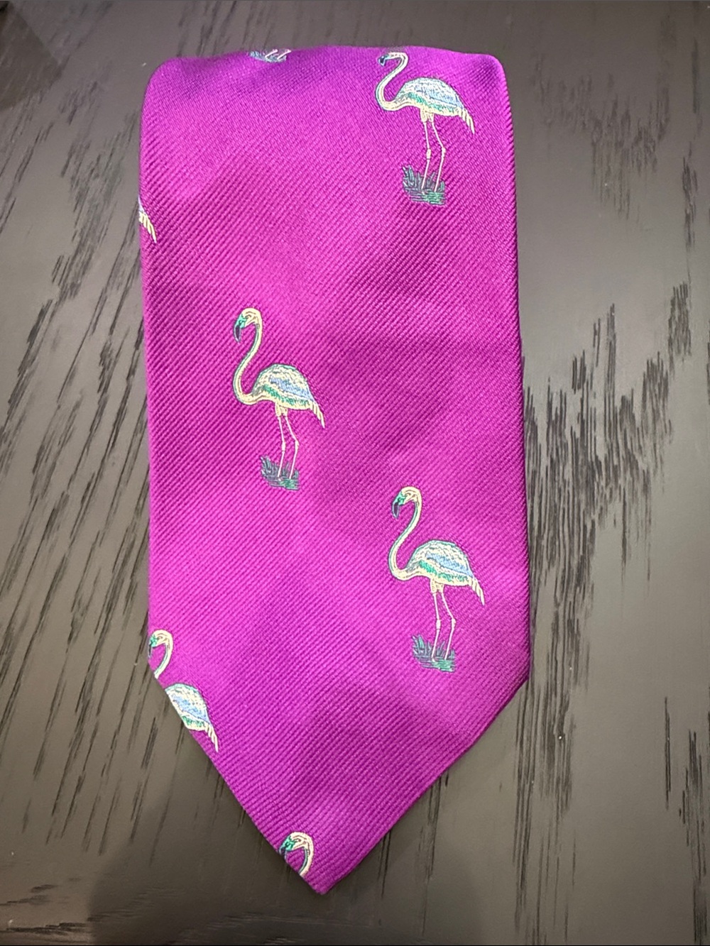Vintage Polo Ralph Lauren Purple Magenta Flamingo Silk Tie